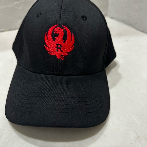 Ruger Firearms Black With Red Logo Strapback Cap Hat Embroidered - Picture 4 of 9